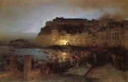 Oswald achenbach Fireworks in Naples oil painting reproduction